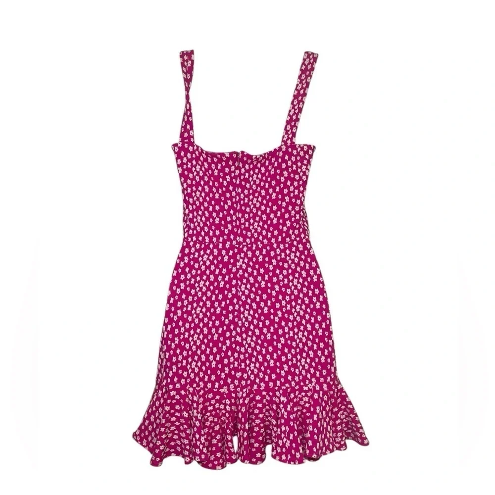 Amanda Uprichard Hot Pink White Floral Sleeveless Romper Dress Size Small
